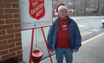 Pat Fredericks Volunteering at a Red Salvation Army Kettle, Boyers Food Market, Tamaqua