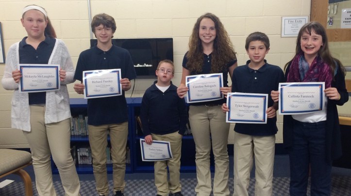 Tamaqua Middle School Students of the Month for November, Tamaqua, 12-3-2015